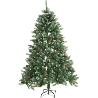 Christmas Gifts - Christbaum künstlicher Weihnachtsbaum mit Tannenzapfen und Schnee - PVC Künstlich Kiefer - 210 cm - 1024 Spitzen - Grün, Weiß, Braun, Rot