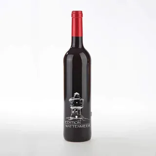 Edition Wattenmeer, 2er Präsent, Garnacha aus Spanien in Gravur-Flasche, Motiv: Wasserturm Langeoog und Seehunde, INKLUSIVE geschmackvoller Geschenkverpackung.