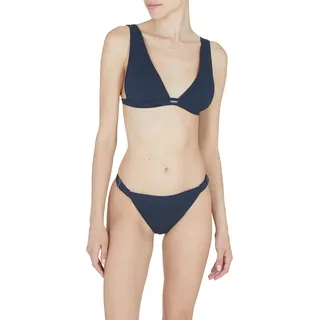 Emporio Armani Women's Ribbed Lycra Sailing Triangle and T-Brazilian Bikini Set, Marine, M