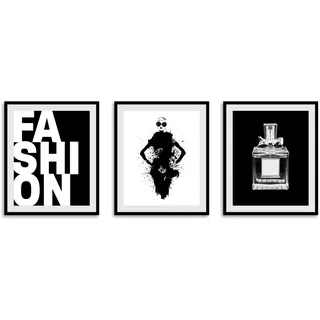 queence Bild »Fashionista« Bilder von Frauen   Fashion   Frau   Magazincover   Mode   Schriftzug   Schwarz-Weiß   Sprüche & Texte 3 Stk. tlg. gerahmt, schwarz