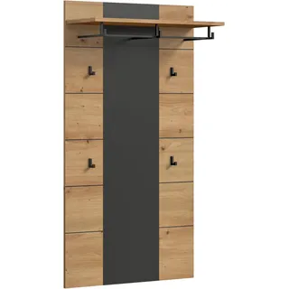 xonox.home - Paneel Canu 141x80x29 cm in Basalt grau und Artisan Nb. - Wandpaneel Wandboard Wandgarderobe Garderobenwand Garderobenpaneel Flurpaneel - modern & platzsparend