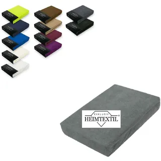 Exklusiv Heimtextil Frottee Spannbettlaken Marke 120 x 200 cm 80% Baumwolle, 20% Polyester Öko - Tex Zertifiziert, Markenqualität, Matratzenhöhe bis 25 cm, Grau