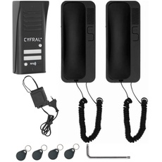 Cyfral Türsprechanlage Gegensprechanlage Cosmo R 2 mit 2-Draht-Anschluss, RFID Leser integriert, Set für Zwei Familie
