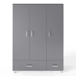 Phoenix Group AG Miami - Kleiderschrank 3-türig mit 2 Schubladen, Soft-Close metallic, Grau