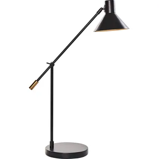 BELIANI Tischlampe Schwarz aus Eisen Metall mit Verstellbaren Arm Lampenschirm Modernes Design für Büro Schlafzimmer Schreibtischlampe Leselampe - Schwarz, Gold