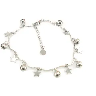 Boowhol Damen Verstellbar Fußkettchen Fußkette Armbänder Armkette mit Anhänger Sterne Glocke aus 925 Sterling Silber (Fußkette)