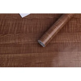 BUVU Klebefolie Möbel Hellbraun Holzoptik Möbelfolie Selbstklebende Folie Holz Tapete 45cm X 300cm Hellbraun Vintage Streifen Folie Wasserdicht Wandtapete für Möbel Wände Schränke Küche Tische