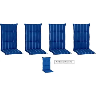 Beo Sitzauflage Hochlehner Tovarnik 4er-Set Blau-Weiß gestreift