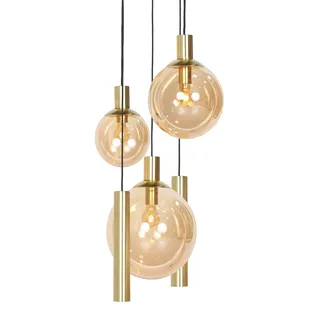 Steinhauer - hängeleuchte - Bollique LED - bernstein messing - glas metall - Ø 60cm - E27_GU10 - 3801ME - Gold