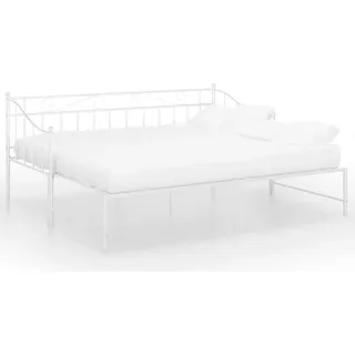 vidaXL Ausziehsofa Bettgestell Weiß Metall 90x200 cm - Weiß