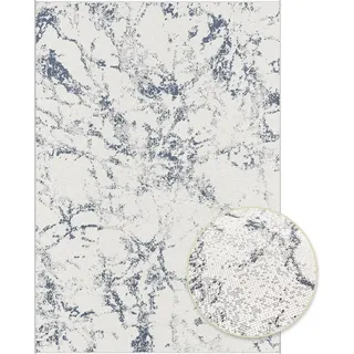 Primaflor In- & Outdoorteppich SKYLINE - Marble - 200x290cm - Weiß Grauer Lounge-Teppich in Mamor Steinoptik für Balkon & Terrasse - Flachgewebter Wohnteppich ideal als Terrassenteppich & Balkonteppich - Weiß, Grau