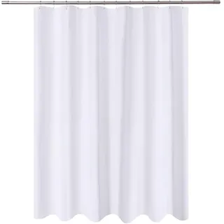 N&Y Home Langer Duschvorhang-Liner Stoff – 183 x 198 cm längere Länge, Hotel-Qualität, schimmelresistent, waschbar, wasserabweisend, weiß Spa Badezimmer Vorhänge mit Ösen