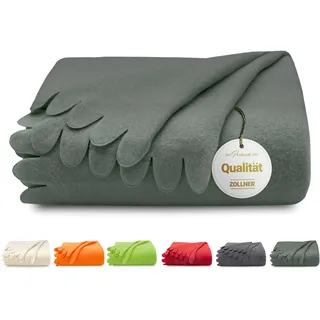 ZOLLNER Kuscheldecke in 130x170 cm - kuschelige und langlebige Fleecedecke - waschbar bis 60°C - wunderschöne Wellenkanten - antistatisch - Polyester - in anthrazit - Oeko Tex® Zertifiziert