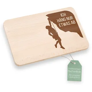 ABENTEUERNAH Frühstücksbrett personalisiert Mann, Brotzeitbrett mit Gravur, Kletterer uni, 22 x 14 cm