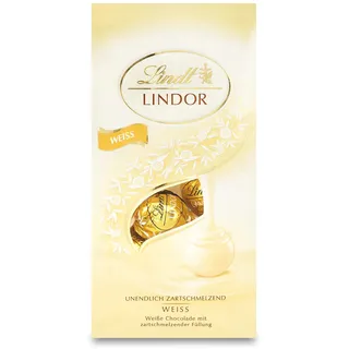 Lindt Schokolade LINDOR Kugeln weiß | 137 g Beutel | ca. 10 Kugeln weiße Schokolade mit zartschmelzender Füllung | Pralinen-Geschenk | Schokoladen-Geschenk