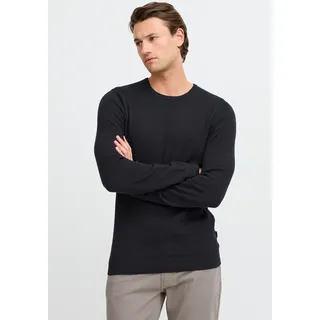 Rundhalspullover BLEND "BHREDHILL crewneck", Herren, Gr. XXL, schwarz, Strick, Obermaterial: 100% Baumwolle, unifarben, slim fit normal, Rundhals, Rippbündchen, Pullover Rundhalspullover, mit Markenlabel, aus Baumwolle, Slim Fit, ohne Verschluss