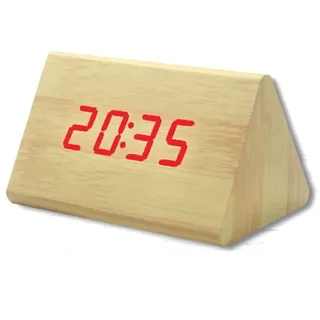 Wecker Uhr Digital LED Wirkung Holz Klingen Alarm Temperatur Data 04905