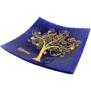 Sospiri Venezia Dekoteller - Ablageschale/Dekoschale aus Murano-Glas mit Lebensbaum und Murine, Handgefertigt, Geschenkidee für Zuhause und Eingangsbereich 14x14 cm