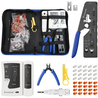 VCELINK Netzwerk Werkzeug Set, Profi RJ45/RJ11/RJ12 Reparaturwerkzeuge