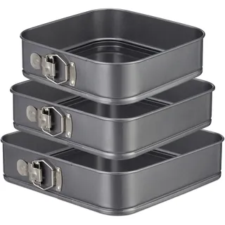 Relaxdays Springform quadratisch 3er Set 24 x 26 x 28 cm