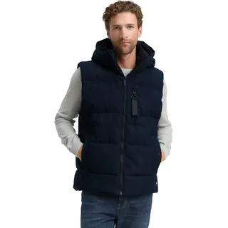 TOM TAILOR Herren 1046976 Puffer Weste mit Abnehmbarer Kapuze, 10668-Sky Captain Blue, M