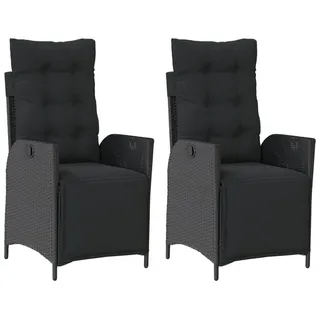 vidaXL Gartensessel mit Fußteil 59 x 59 x 108 cm schwarz 2 St.