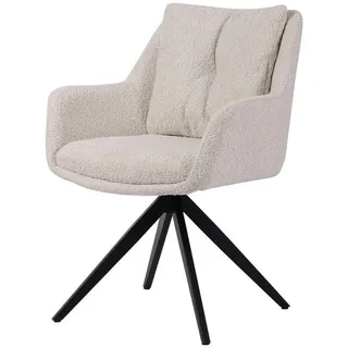 Mid.you Armlehnstuhl , Schwarz, Weiß , Metall, Textil , Drehkreuz , 65.5x84.5x66 cm , Sitzfläche 360° drehbar , Esszimmer, Stühle, Polsterstühle