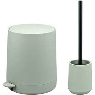 eluno Bad-Accessoires-Set Tesero, Soft-Touch, salbei , Salbeigrün , Kunststoff , 22.5x25.5x25 cm , Badaccessoires