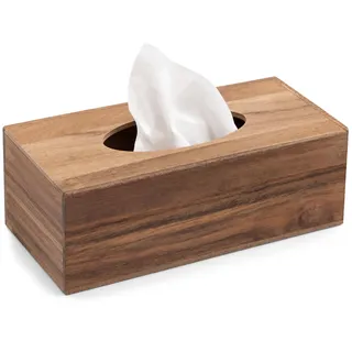 com-four® Kosmetiktücherbox aus Akazienholz, Taschentuchbox | Holz-Handtuchspender für Bad - Schlafzimmer und Wohnbereich - Organizer für Papiertücher