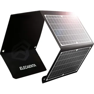 ELECAENTA 30W ETFE Faltbar Solar Ladegerät 3-Port USB-C PD18W QC3.0 IPX5 Solar Panel Reißverschluss Schutz Solarmodul Tragbarer Monokristallinem für Wiederaufladen USB-Geräte -iPhone Android Outdoor