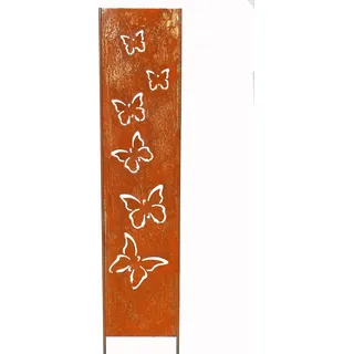 Edelrost Sichtschutz Wand Schild Schmetterling 3D, Gartendekoration 170x32 cm - Bronze