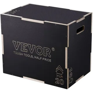 Vevor 3-in-1-Plyometrische Sprungbox 24/20/16-Zoll-Plyobox, Sprungkasten Sprungkiste 204 kg Tragfähigkeit, Fitnessübungs-Step-Up-Box für Heimtraining, Sprungkrafttraining Schwarz Einstellbare Höhe