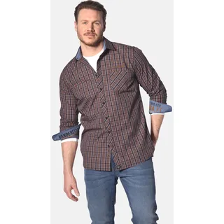 Langarmhemd JAN VANDERSTORM "Hemd BJORNMAN", Herren, Gr. 3XL, weit, orange (orange kariert), Obermaterial: 100% Baumwolle CO., Hemden Langarmhemd