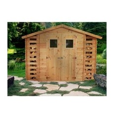 Timbela Gartenhaus Holz mit 2 Brennholzregalen M391+M391G 5,47 m2 mit Boden