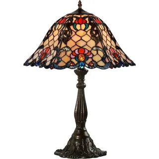 Casa Padrino Tiffany Tischleuchte Mehrfarbig Ø 44,5 x H. 61 cm - Handgefertigte Luxus Tischlampe aus zahlreichen Glas Mosaik Stücken