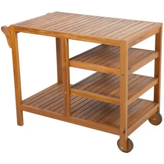 Gardenson Garten-Servierwagen , Akaziefarben , Holz , Akazie , Hartholz , rechteckig , eckig , 54.5x75x89 cm , Stauraum, offenes Fach, einfacher Aufbau , Gartenmöbel, Gartentische, Garten-Beistelltische