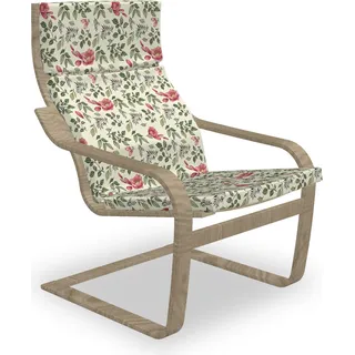 ABAKUHAUS Botanisch Poäng Sessel Polster, Mit Blumen und Blatt Bloom, Sitzkissen mit Stuhlkissen mit Hakenschlaufe und Reißverschluss, Getrocknete Rosen-Pfau-Grün