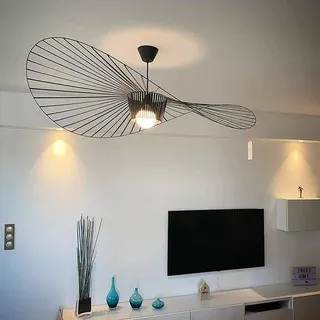 YONIISEA Vertigo Pendelleuchte & Hängeleuchte 120cm Schwarz - Moderne Hängelampe e27 für Wohnzimmer Schlafzimmer Restaurant, Glasfiber + Polyurethan Vintage Hut Hängend Lampe, Max 40W