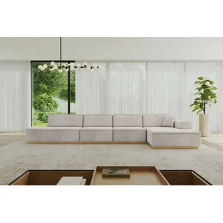 altdecor Eckcouch Samt 3-Sitzer Hellbraun