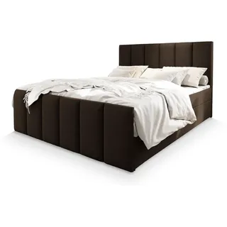 masseno Boxspringbett Lago 180x200 cm mit Matratze und Topper, Polsterbett mit Bettkästen Braun SAWANA 16 - Braun