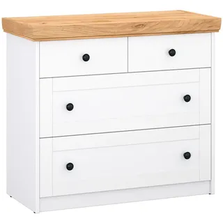 Homestyle4u Sideboard 92 x 82 x 42 cm weiß / eiche