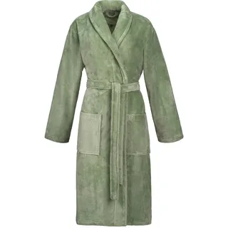 Bademantel VOSSEN "Pico, ideal für Sauna & Spa, Hotelbademantel, Morgenmantel" Gr. M, grün (eucalyptus), L:120cm, Baumwoll-Mix, Hausmäntel, Bademantel, Schalkragen