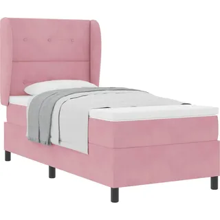 vidaXL Boxspringbett mit Kopfteil Rosa 200 x 100 cm Samt - Rosa
