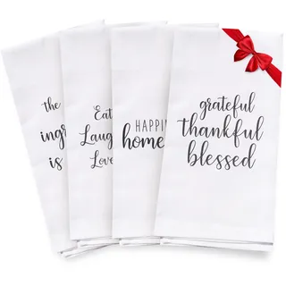 Küchentücher-Set – Küchentücher mit bedruckten Designs | weiße Handtücher oder Geschirrtücher passen zu jeder Dekoration | perfekt als Einweihungsgeschenk zu Weihnachten, Muttertag, Geburtstag weiß