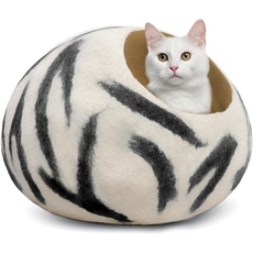 Woolygon - Cats of The Wild Series - Katzenhöhle aus Wolle, handgefertigt aus 100% Merinowolle, umweltfreundliche Filz-Katzenhöhle für Indoor-Katzen und Kätzchen