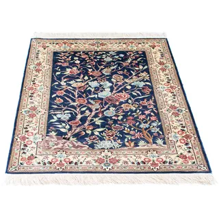 morgenland Orientteppich »Perser - Ghom - 110 x 77 cm - dunkelblau«, rechteckig, 10 mm Höhe, Wohnzimmer, Handgeknüpft, Einzelstück mit Zertifikat, blau