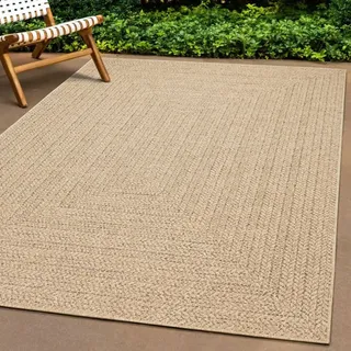 vidaXL Teppich 140x200 cm Jute Optik Innen und Außen - Teppich - Außenteppich - Fußmatte - Bodenmatte - Braun