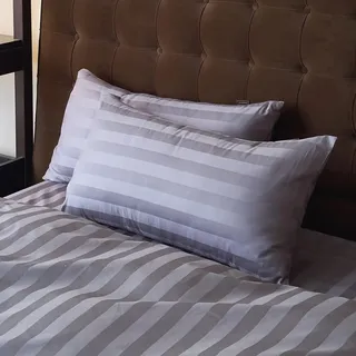 Amolavet Hotel Kissenbezuge 40x80 2teilig Set Mako Satin Baumwolle Grau Damast Streifen kissenbezuge 40 x 80 2er Set für Ganzjährig