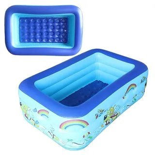 Aufblasbarer Pool Familienpool Für Kinder Und Erwachsene 150x105x55cm | Dickes PVC Planschbecken Groß, Aufblasbare Schwimmbecken, Anti-Leck Design, Schnell Aufblasbar, Wasserspielzeug Für Sommer