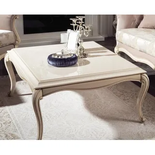 Französischer Couchtisch Barock Rokoko Möbel Weiß Silber Einrichtung Tisch Holz - Weiß